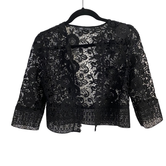 Zara Sweaters - Zara Black Lace Cardigan size Small